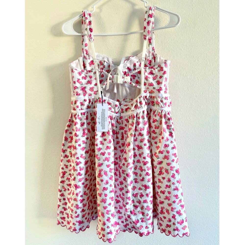For Love & Lemons NWT Baby Blooms XL Pink Corset Floral Mini Dress - Picture 12 of 14